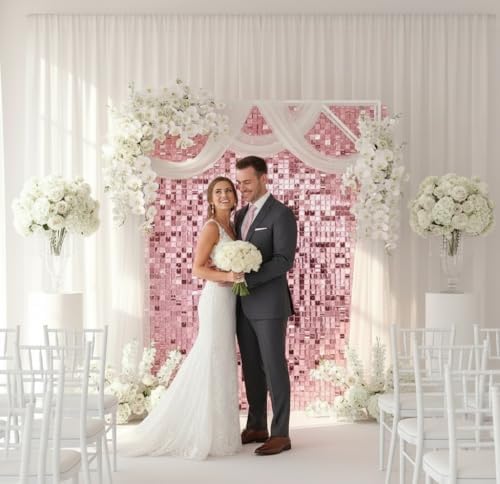 Pink Shimmer Wall Backdrop, 24 Panels, 6x4 Ft Photo Backdrop in 6x4 Ft, alternate view 4