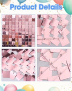 Pink Shimmer Wall Backdrop 48 Panels Cover 6 x 8 Ft, Photo Backdrops for Wedding, Anniversary, Birthday, Party, alternate
