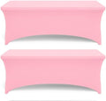 Pink Spandex Table Covers 6ft, 2 Pack - Elegant, Durable, Stretchy 6ft Table Cover Fitted, Wrinkle and Stain