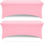 Pink Spandex Table Covers 6ft, 2 Pack - Elegant, Durable, Stretchy 6ft Table Cover Fitted, Wrinkle and Stain