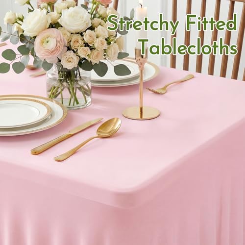 Pink Spandex Tablecloth for 8FT Rectangle Tables, Table Skirt, alternate view 5