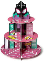 Pink Spider Cupcake Stand - 3 Tier Pink Spider Party Dessert Holder Spiders Theme Cardboard Cake Stand for