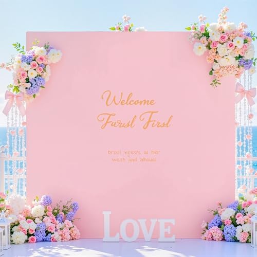 Pink Square Arch Backdrop Cover 8×8FT Spandex Arch Covers Fitted Wedding Balloon Arch Backdrop Stretchy Cover, alternate view