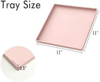 Pink Square Tray 11 Inch - 3 Pack Hard Plastic Organizer Tray in 10.2"L x 5.5"W x 1.1"H in Pink, alternate view 3