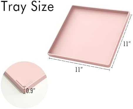 Pink Square Tray 11 Inch - 3 Pack Hard Plastic Organizer Tray in 10.2"L x 5.5"W x 1.1"H in Pink, alternate view 3