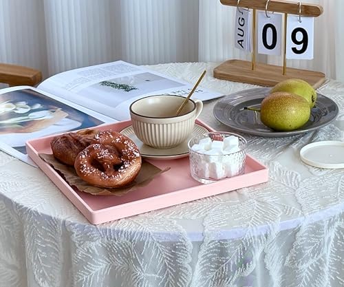Pink Square Tray 11 Inch - 3 Pack Hard Plastic Organizer Tray in 10.2"L x 5.5"W x 1.1"H in Pink, alternate view 5