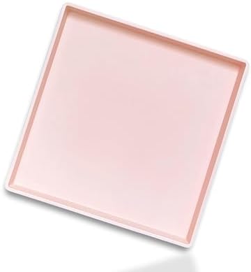Pink Square Tray - 11 Inch Serving Tray, Hard Plastic, Decorative in 10.2"L x 5.5"W x 1.1"H in Pink