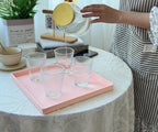 Pink Square Tray - 11 Inch Serving Tray, Hard Plastic, Decorative in 10.2"L x 5.5"W x 1.1"H in Pink, alternate view 4
