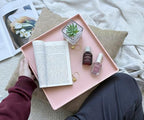 Pink Square Tray - 11 Inch Serving Tray, Hard Plastic, Decorative in 10.2"L x 5.5"W x 1.1"H in Pink, alternate view 5