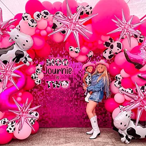 Pink Star Spike Balloons 6pcs Explosion Foil Mylar Balloons in 6 PCS - 27&22 Inch in Pink, alternate view 2