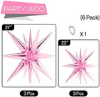 Pink Star Spike Balloons 6pcs Explosion Foil Mylar Balloons in 6 PCS - 27&22 Inch in Pink, alternate view 3