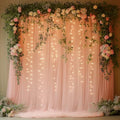 Pink Tulle Backdrop Curtain with Lights for Decor, 10x10FT in 10x10FT