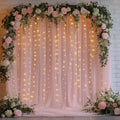 Pink Tulle Backdrop Curtain with Lights for Decor, 10x8FT in 10x8FT