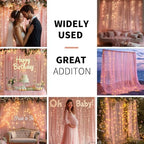 Pink Tulle Backdrop Curtain with Lights for Decor, 10x8FT in 10x8FT, alternate view 2