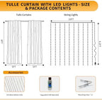 Pink Tulle Backdrop Curtain with Lights for Decor, 10x8FT in 10x8FT, alternate view 3