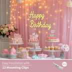 Pink Tulle Backdrop Curtain with Lights for Decor, 10x8FT in 10x8FT, alternate view 7