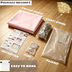 Pink Tulle Backdrop Curtains with Lights String for Party in Pink, alternate view 5