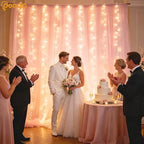 Pink Tulle Backdrop Curtains with Lights String for Party in Pink, alternate view 6