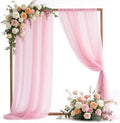 Pink Wedding Arch Draping Fabric Chiffon Fabric, 29in x 18Ft 2 Panels Sheer Chiffon Outdoor Curtain for Wedding