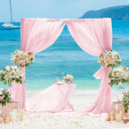 Pink Wedding Arch Draping Fabric Chiffon Fabric, 29in x 18Ft 2 Panels Sheer Chiffon Outdoor Curtain for Wedding, alternate