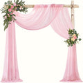 Pink Wedding Arch Draping Fabric Chiffon Fabric, 29in x 18Ft Sheer Chiffon Outdoor Curtain for Wedding Ceremony