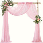 Pink Wedding Arch Draping Fabric Chiffon Fabric, 29in x 18Ft Sheer Chiffon Outdoor Curtain for Wedding Ceremony