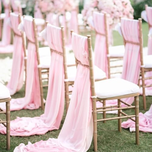 Pink Wedding Arch Draping Fabric Chiffon Fabric, 29in x 18Ft Sheer Chiffon Outdoor Curtain for Wedding Ceremony, alternate