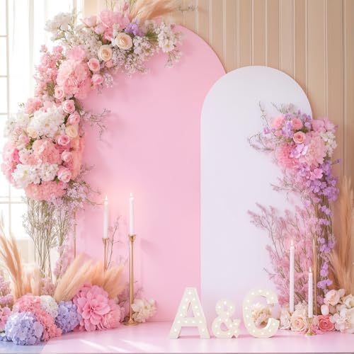 Pink White Arch Backdrop Cover Set of 2 Arch Covers 7.2 and 6ft Wedding Arch Cover Stretchy Backdrop Bridal Baby