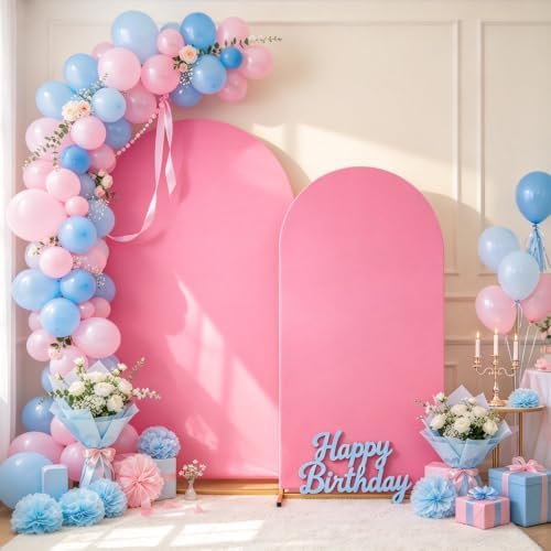 Pink White Arch Backdrop Covers 7.2FT 6FT Wedding Party Arch Covers in 6/7.2ft in Pink, White, alternate view 2