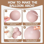 Pink White Gold Balloons Arch Kit, 155Pcs Dusty Pink Matte White Metallic Gold Balloon Garland for Birthday, alternate view 3