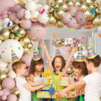 Pink White Gold Balloons Arch Kit, 155Pcs Dusty Pink Matte White Metallic Gold Balloon Garland for Birthday, alternate view 4