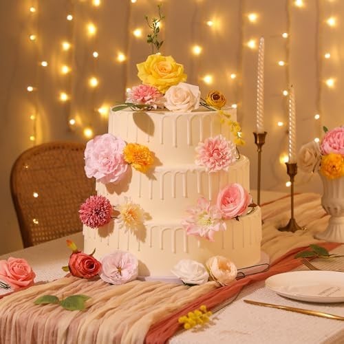 Pink Yellow Artificial Flowers Combo Box Set for Wedding Bouquets Home Decor in Pink Yellow, alternate view 2