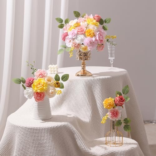 Pink Yellow Artificial Flowers Combo Box Set for Wedding Bouquets Home Decor in Pink Yellow, alternate view 3