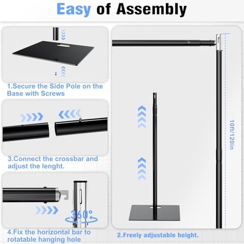 Pipe and Drape Backdrop Stand 10FT x 10FT, Adjustable Backdrop Stand Heavy Duty, Background Stand, Backdrop, alternate view 3