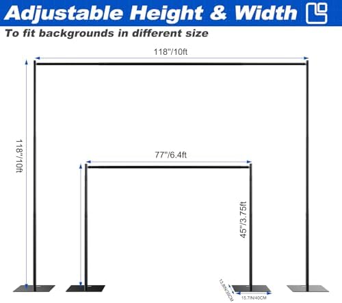 Pipe and Drape Backdrop Stand 10ftx10ft Adjustable Background Support System Heavy Duty Background Stand for, alternate view