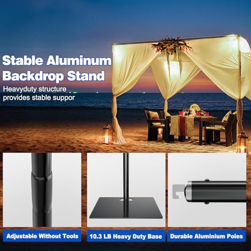 Pipe and Drape Backdrop Stand 10ftx10ft Adjustable Background Support System Heavy Duty Background Stand for, alternate view