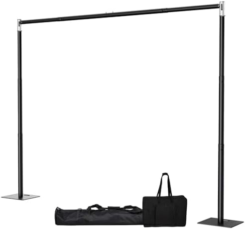 Pipe and Drape Backdrop Stand, 10x10ft Heavy Duty Backdrop Stand with Metal Base, Adjustable Height & Width