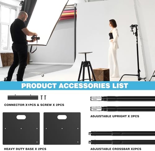 Pipe and Drape Backdrop Stand, 10x10ft Heavy Duty Backdrop Stand with Metal Base, Adjustable Height & Width, alternate view 7