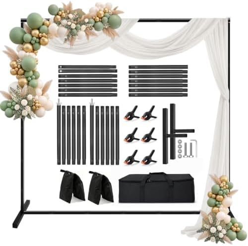 Pipe and Drape Backdrop Stand, 8.1x7.4ft Heavy Duty Adjustable Backdrop Frame, Background Holder Square Metal