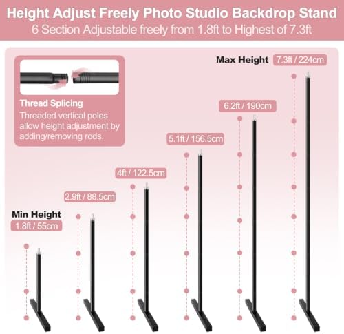Pipe and Drape Backdrop Stand, 8.1x7.4ft Heavy Duty Adjustable Backdrop Frame, Background Holder Square Metal, alternate view