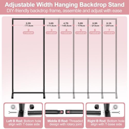 Pipe and Drape Backdrop Stand, 8.1x7.4ft Heavy Duty Adjustable Backdrop Frame, Background Holder Square Metal, alternate view