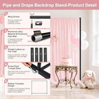 Pipe and Drape Backdrop Stand, 8.1x7.4ft Heavy Duty Adjustable Backdrop Frame, Background Holder Square Metal, alternate view