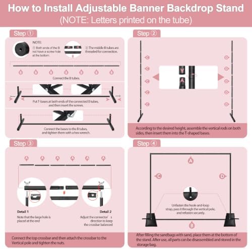 Pipe and Drape Backdrop Stand, 8.1x7.4ft Heavy Duty Adjustable Backdrop Frame, Background Holder Square Metal, alternate view