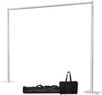 Pipe and Drape Backdrop Stand, 8x10ft Heavy Duty Backdrop Stand with Metal Base, Adjustable Height & Width