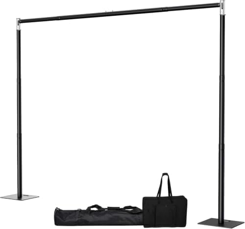 Pipe and Drape Backdrop Stand, 8x10ft Heavy Duty Backdrop Stand with Metal Base, Adjustable Height & Width