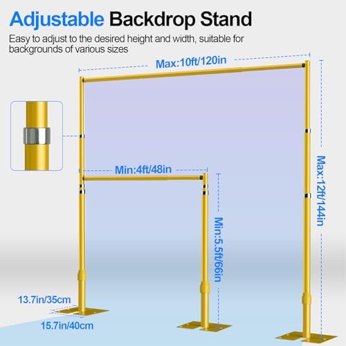 Pipe and Drape Backdrop Stand Heavy Duty 12x10ft -Gold in 12x10ft, alternate view 2