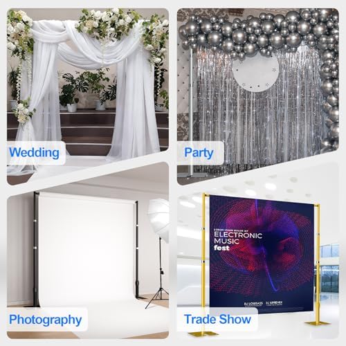 Pipe and Drape Backdrop Stand Heavy Duty 12x10ft -Gold in 12x10ft, alternate view 7