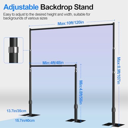 Pipe and Drape Backdrop Stand Heavy Duty 8.9x10ft -Black in 8.9x10ft in Black, alternate view 2