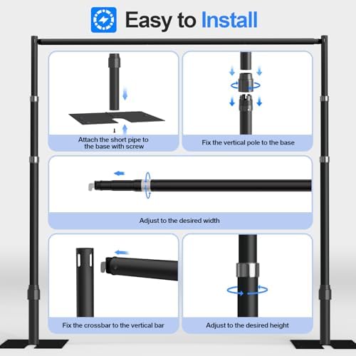 Pipe and Drape Backdrop Stand Heavy Duty 8.9x10ft -Black in 8.9x10ft in Black, alternate view 7