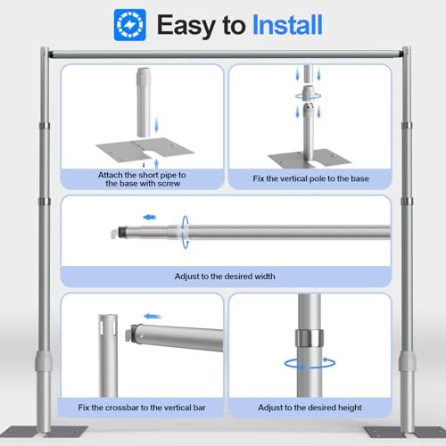Pipe and Drape Backdrop Stand Kit Heavy Duty 12x10ft in 12x10ft in Sliver, alternate view 7
